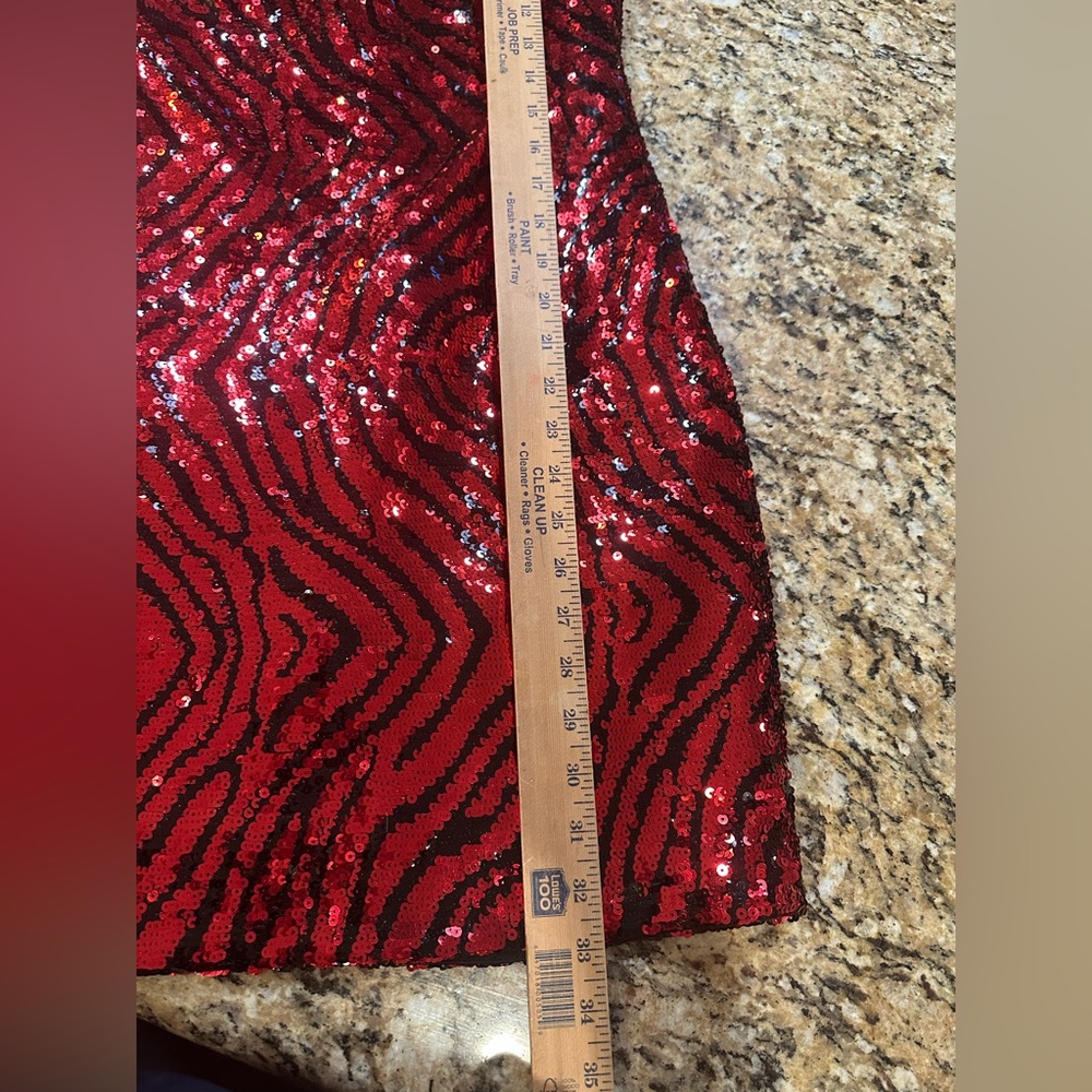 Guess Red Black Sequin Zebra Print Bodycon Open B… - image 6